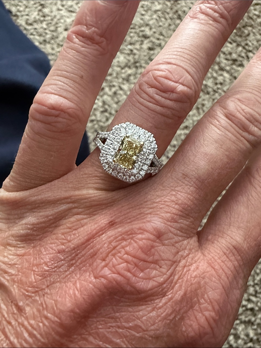 Jenny Packham Yellow Center Halo Diamond Ring in White Metal